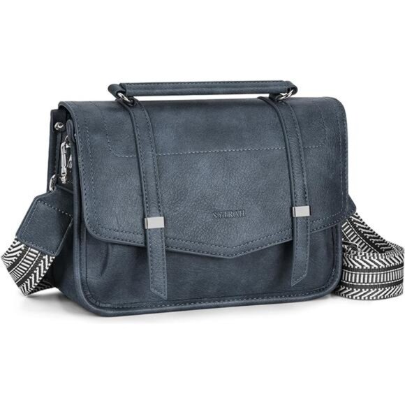 Crossbody Bag with Wide Strap, Blue - Picture 1 of 5